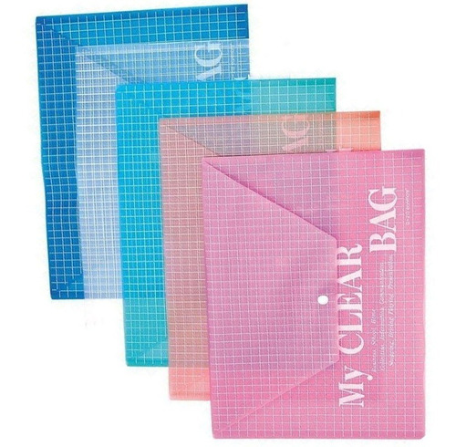 Carpeta A4 Plastico Sobre Con Boton Pack 12 Unidades Colores