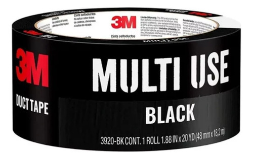 Cinta Duct Tape 3m Multiuso Negra Ductos 48mm X 18,2mts