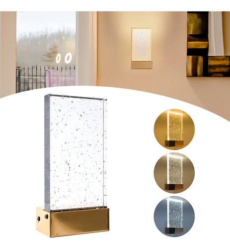 Arandela Led 3 Cores Parede Bolhas Cristal Retangular 8021 C
