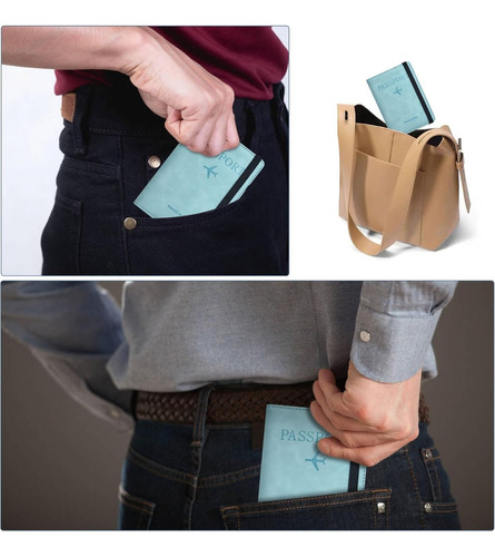2 Porta Pasaporte Documentos Funda Protectora Viaje Con Rfid