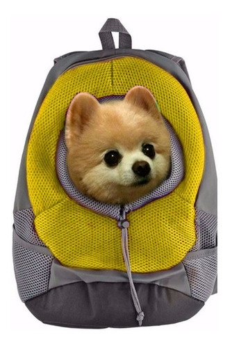 Mochila Bolso Transportadora Mascota Paseo Viaje Amarilla