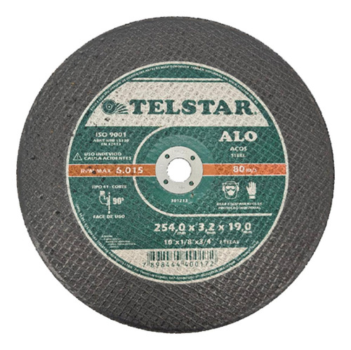 Disco Telstar Corte Ferro C.10x3/4 - Kit C/5 Unidades