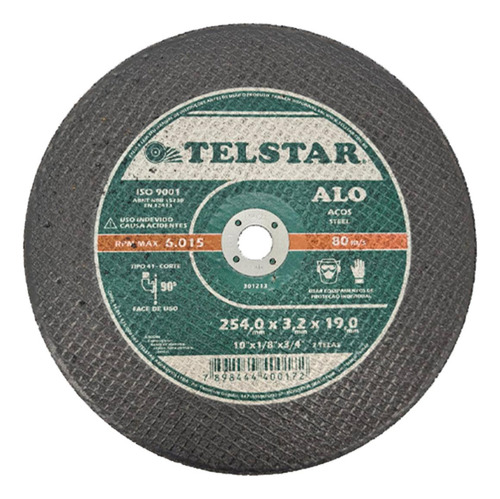 Disco Telstar Corte Ferro C.10x3/4 - Kit C/5 Unidades