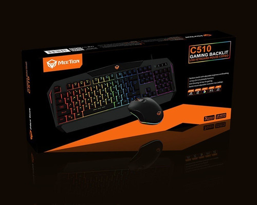 Kit Combo Gamer Meetion Teclado Rgb + Mouse Gamer Rgb C510 Negro