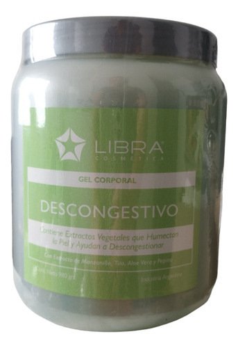 6 Gel Corporal Descongestivo 980gr. - Libra Cosmetica