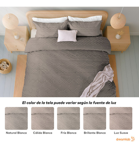 Juego de Funda Para Edredon Duvet con Textura Dreamlab, Tamaño Matrimonial, Color Arena