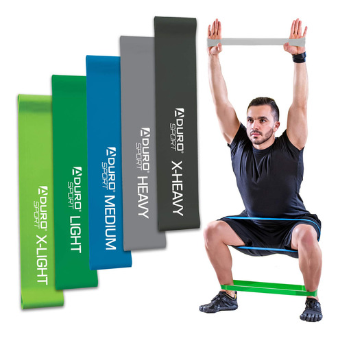 Aduro Sport Juego De Bandas De Resistencia Para Ejercicios . Color Dark Gray, Light Gray, Dark Green, Light Green, Blue