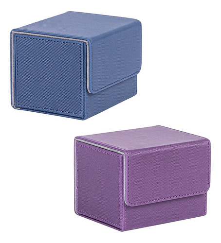 2pieces Pu Leather Card Deck Case Game Card Violet And Blue