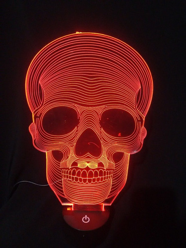 Lampara De Acrílico Ilusión 3d Calavera