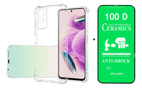 Funda Para Redmi Note 12s Clear Carcasa+2 Micas De Cerámica