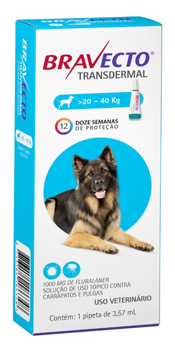 Bravecto Transdermal De 20 A 40 Kg Antipulgas Envio Imediato