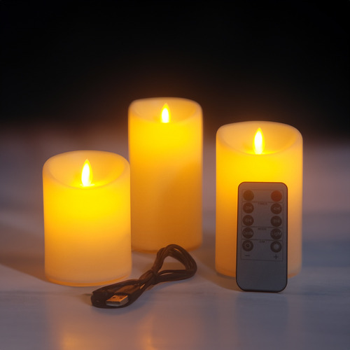 Juego De 3 Luces Led Eléctricas Sin Llama Recargables Por Us