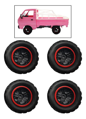 4 Piezas De Neumáticos De Rueda De Coche Rc Para Negro Rojo