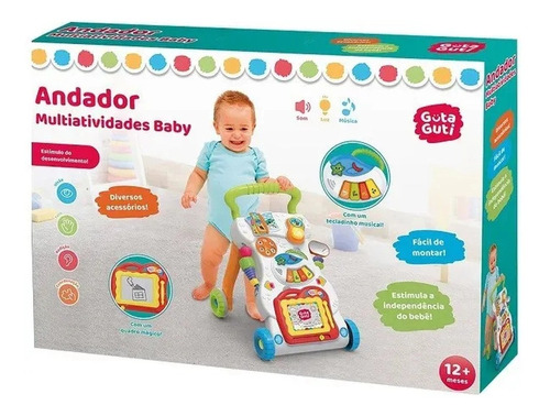 Andador Multiatividades Baby Guta Guti Dm Toys Dmb5794 Cor Branco