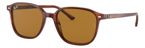 Óculos de sol Ray-Ban Leonard Small armação de acetato cor matte striped havana, lente brown clássica, haste matte striped havana de acetato - RB2193