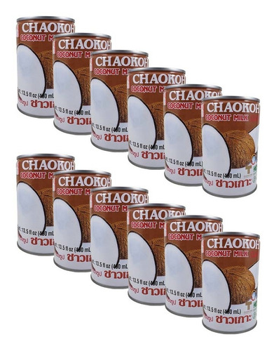 Leite De Coco Tailandês Chaokoh 400ml Kit 12 Unidades