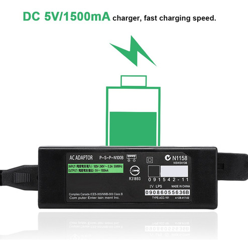Adaptador Secteur Para Psp Go Chargeur Rapide Dc 5v/
