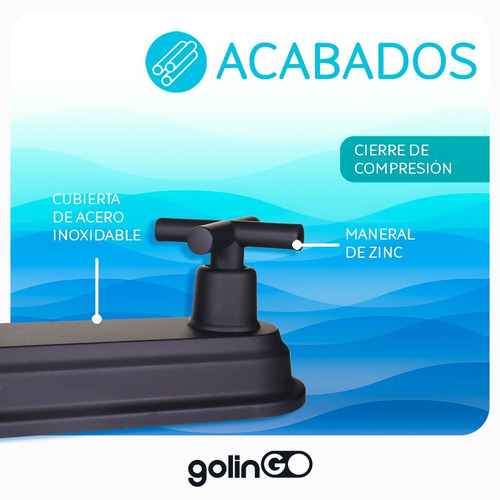 Grifo Mezclador Acabado Negro Mate Doble Comando Solvex