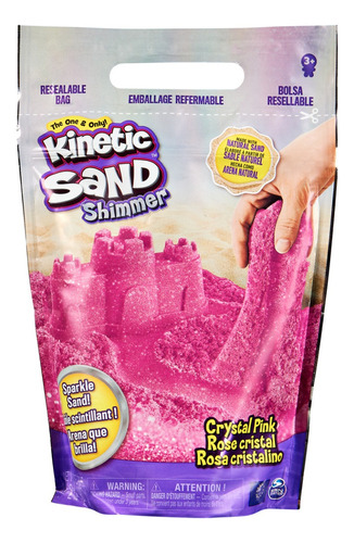 Kinetic Sand Shimmer bolsa de arena rosa cristalino 907g moldeable +3