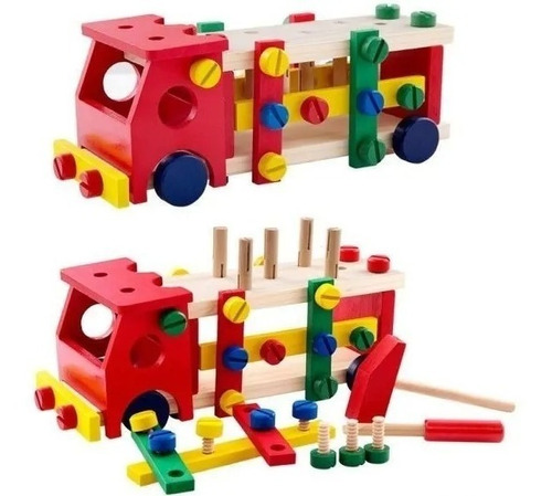Camion De Madera Multifuncional  Juguetes Montessori Niños