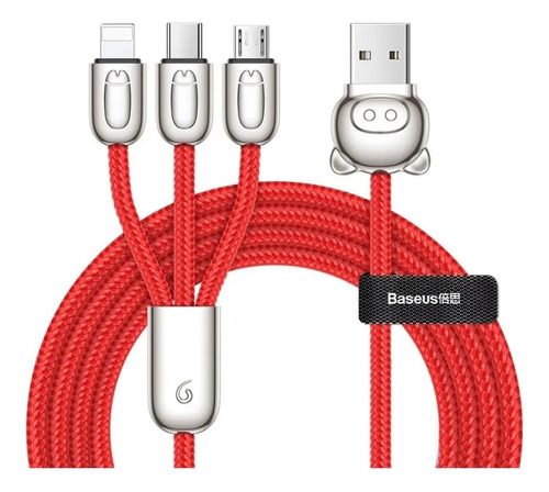 Cable Usb 3 En 1 A Micro Usb Tipo-c Lightning Tres Cerditos