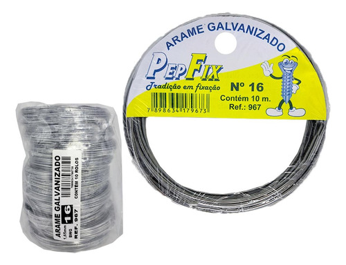 Arame Galvanizado Pepfix No.16 Rolinho 10m Com 10 Pecas