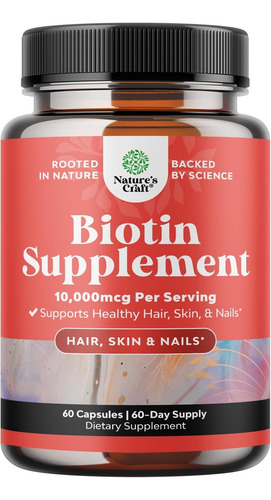 Biotina Ultra Concentrada 10000mcg Salud Cabello Uñas 60caps Insipido