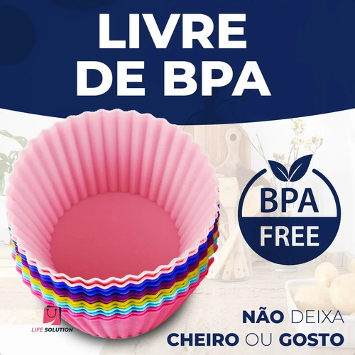 Kit 12 Mini Formas De Silicone Cupcake Bolo Muffin Assadeira