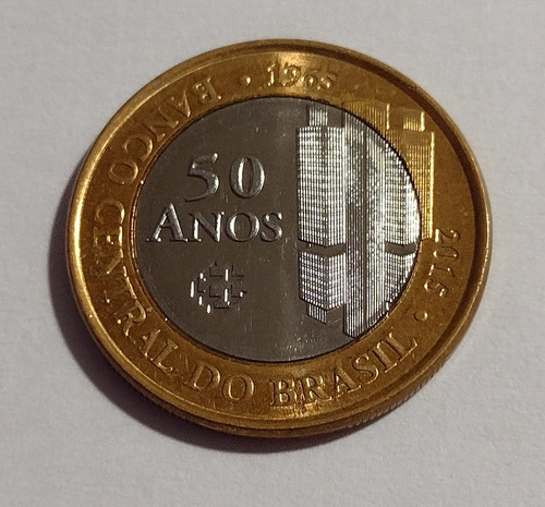 Moneda De Un Real De Brasil Aniversario Del Banco Central 