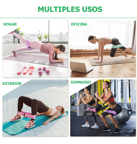 Bandas Elasticas De Resistencia Para Ejercicio. 3pz Yoga Color Negro / gris / rosa