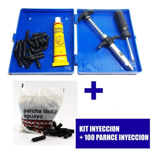 Kit Inyección Reparación Parchado Llanta Moto Auto+100parche