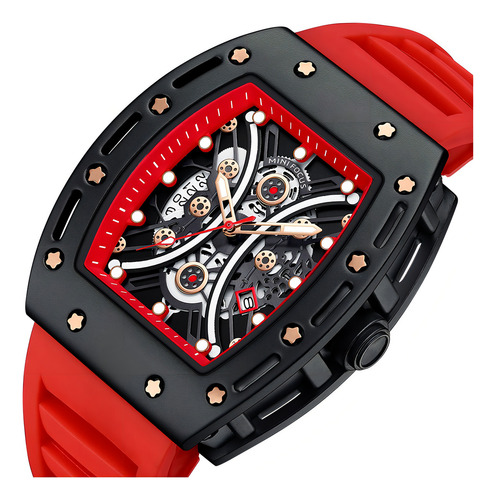 Relógios De Luxo Mini Focus Men Square Mf0420g Skeleton