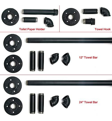 Houseaid Juego De 4 Toalleros De Tubo Industrial, Kit De Toa