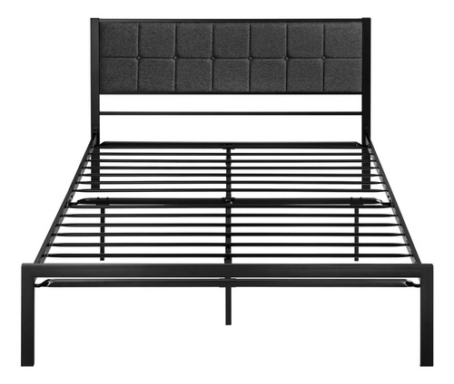 Base Cama Full Size Cabecera Tapizado Y Estribo Color Negro Negro Princesas