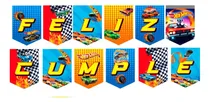 Comprar Banderin Hot Wheels  Feliz Cumple  Azul Hot Wheels