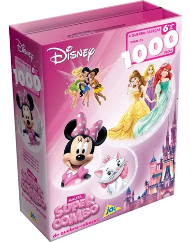 Quebra Cabeça Maleta Super Combo Feminino 1000 Peças Disney
