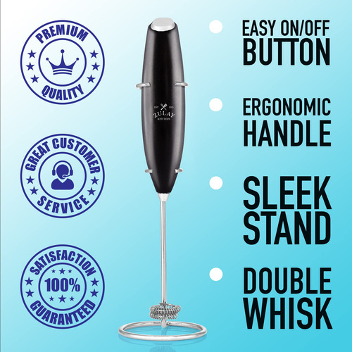 Milk Frother Zulay Kitchen Potful Double Whisk Handheld Bl