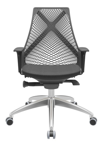 Cadeira de escritório Plaxmetal BIX X+ ergonômica  preto t11 e preto 13 com estofado de tecido y poliéster