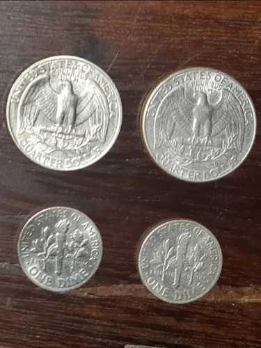 Imagen 2 de 2 de Monedas Eeuu Cuarto De Dolar Y Un Dime