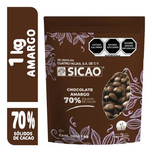 Chocolate Sicao Amargo Callebaut  70% Cacao 1 Kg.