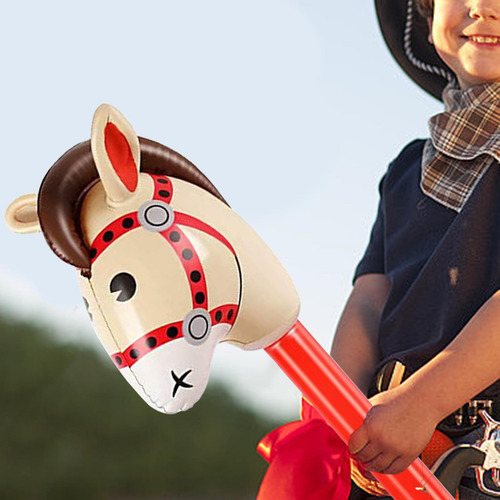 Caballo De Palo Inflable, Globo De Palo Con Cabeza Marrón