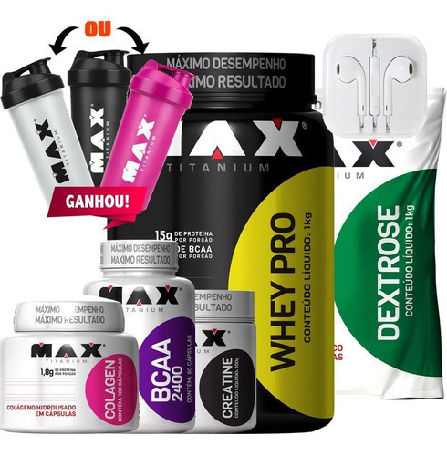 Kit Academia Melhor Treino Whey Pro Creatina Bcaa Colagen Sabor Morango