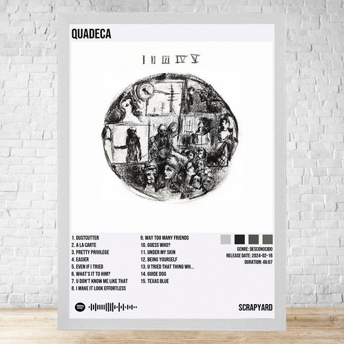 Cuadro Quadeca Scrapyard 30x40 C/vidrio Y Marco Madera C196 Blanco Clasico