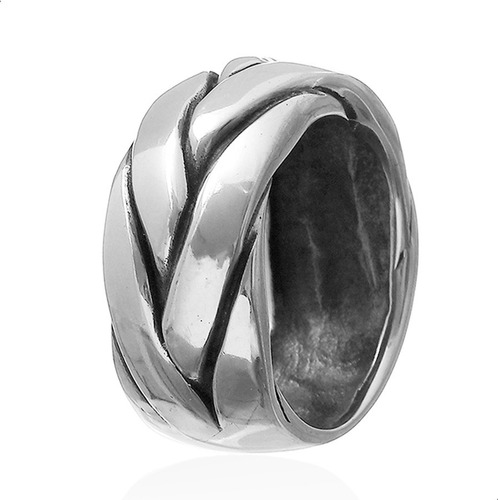 Anel Masculino Fios Trançados Prata 925 Fp 11045401