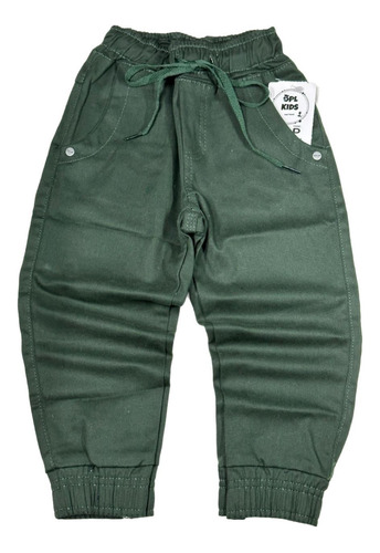 Calça Jogger Infantil Sarja Verde Militar Menino Envio 24hs