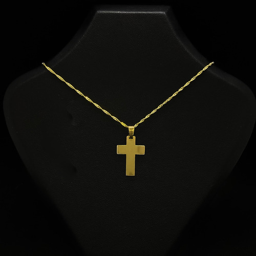 Cadena Y Dije Cruz Lisa 2 Cm Oro 18k Oro 18k 50 Cm