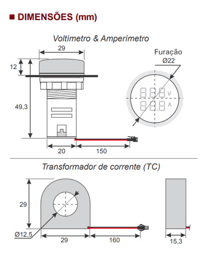Voltímetro/amperímetro Digital Ad22- 60-500v 0-100a Verde