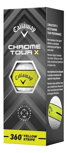 Golf Ball Callaway Chrome Tour X 360 Stripe Yellow 24 Pack