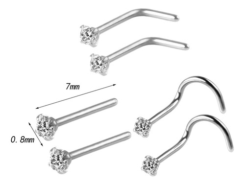 3 Paquete De 2-4 6 Anillos De Nariz Con Sacacorchos 3 Piezas