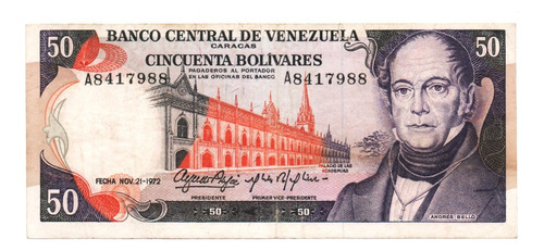 Billete De 50 Bs Noviembre 1972 A7